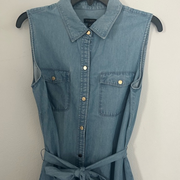 Talbots Blue Buttoned Pleated Midi Dress - Picture 5 of 6